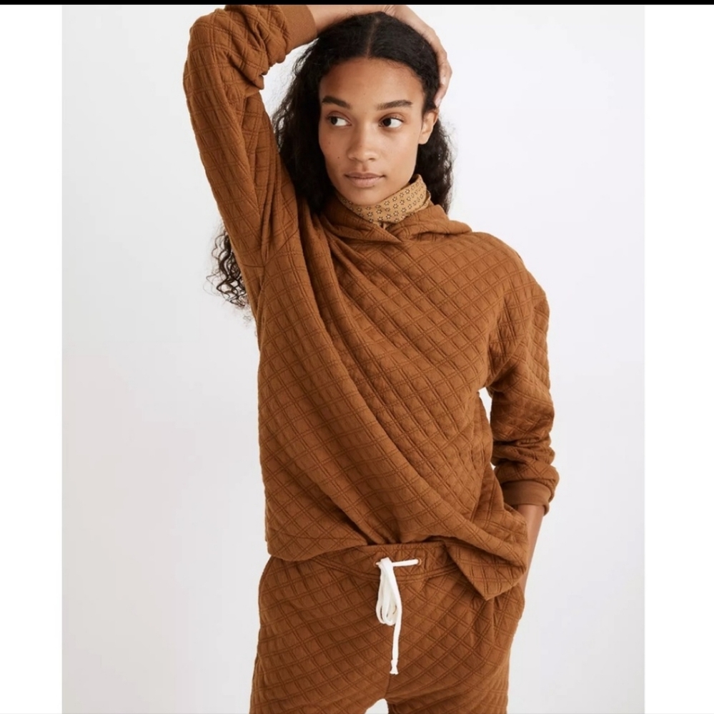 Madewell (Re)Sourced Mustard Quilted‎ Hoodie Sweatshirt Size Small